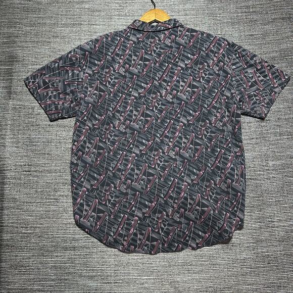 Impressions of California Shirt Women's L Black Short Sleeve Button Up Vintage - Picture 10 of 11